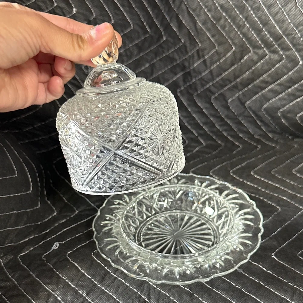 Elegant Clear Glass Butter Dish - Picture 2 of 2